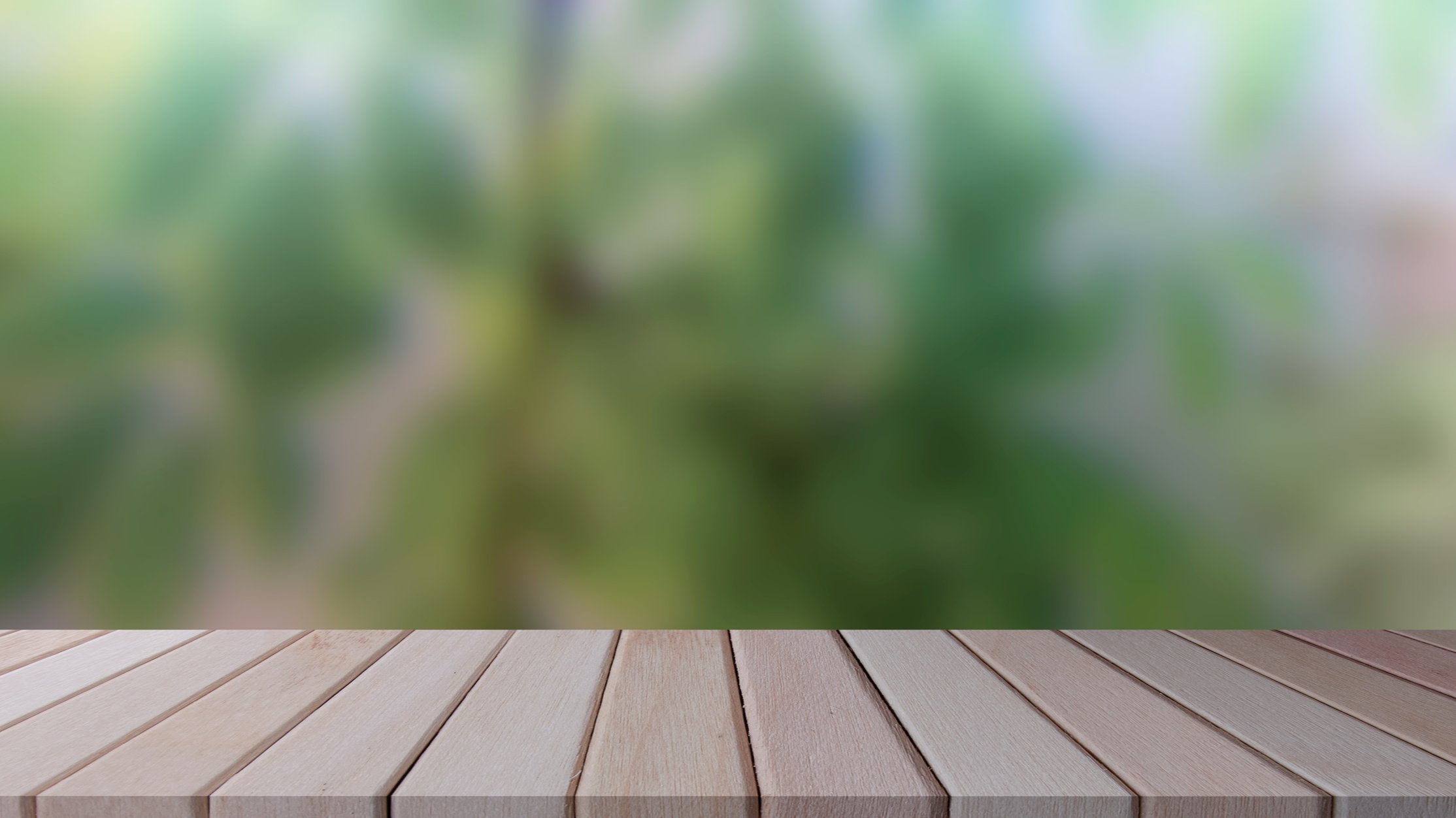 Wooden Table on Blurred Nature Background